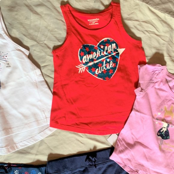 GIRLS - 5pc lot sz 18m NWT TOUGHSKINS tank top short sleeve shirts, skort shorts - Picture 4 of 6